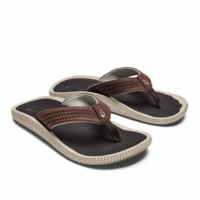 Olukai Men's Ulele Flip Flop - Dark Wood US560-432